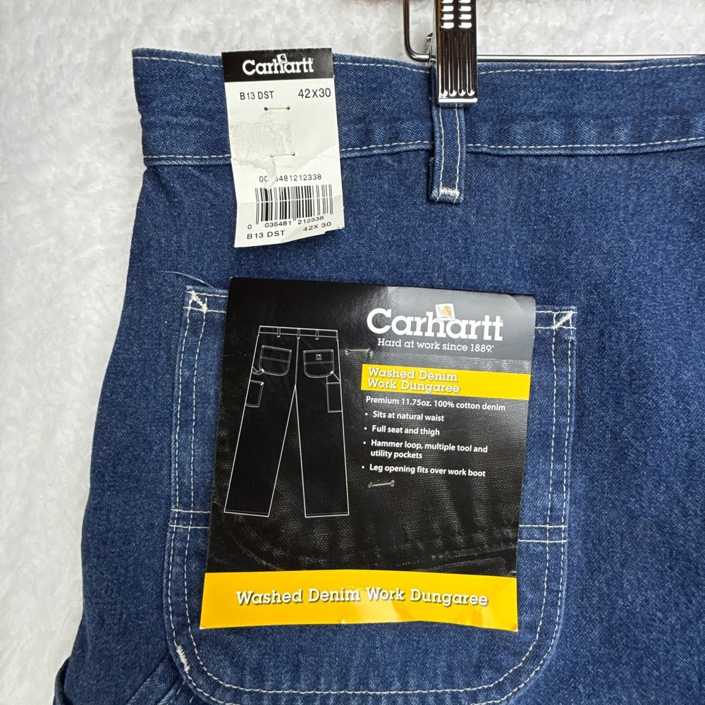 Carhartt B113 Darkstone DST Denim Loose Fit Tapered Leg Mens Jeans 42X30 NWT NOS - Picture 6 of 12